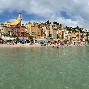 Mansfield Vue Carte Postale Terrasse Piscine Calme Port A 200m A Pied , Menton Frankreich